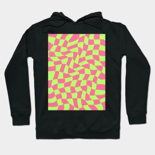 Pink and Green Wavy Checkered Pattern Hoodie